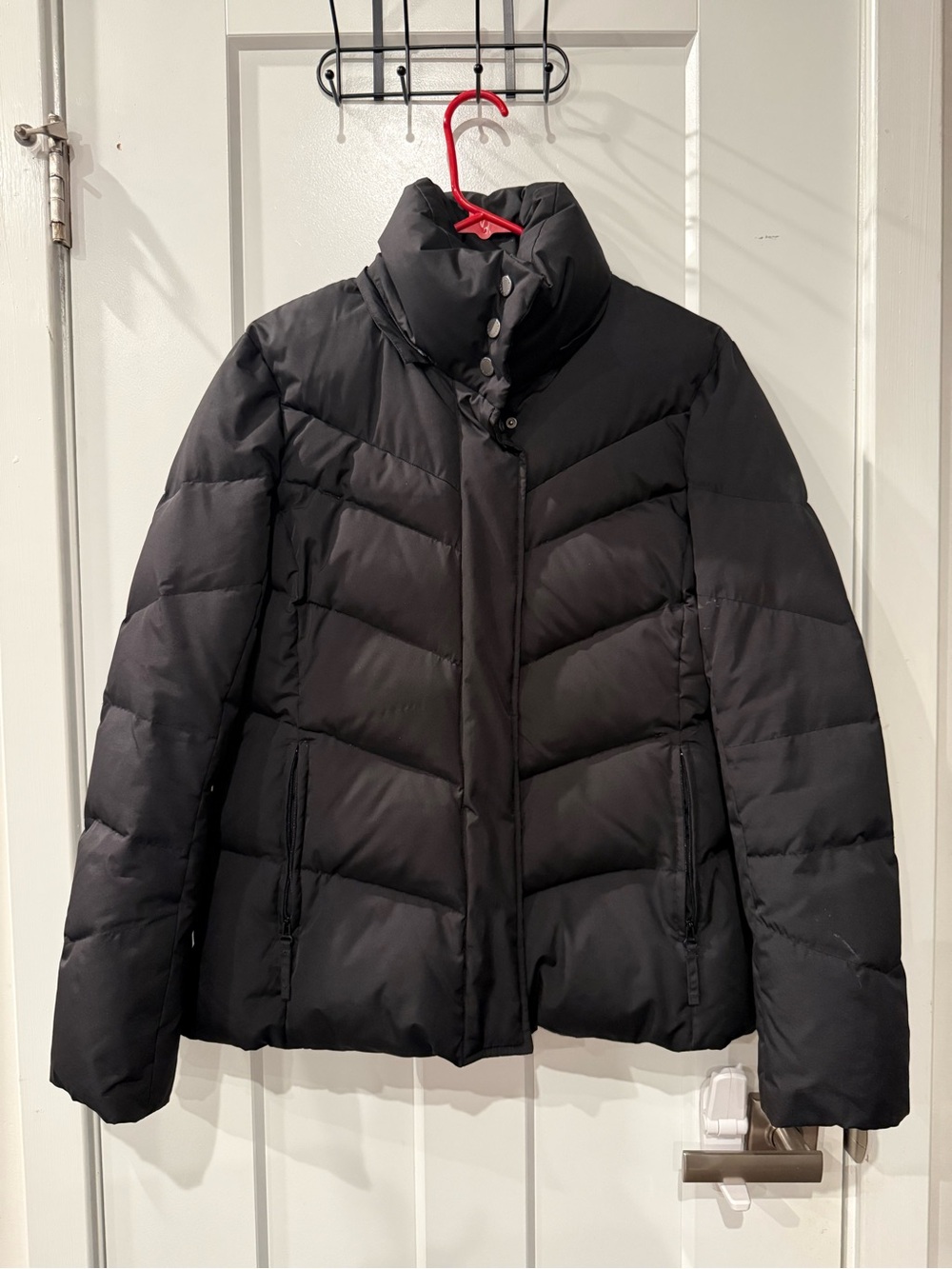 Tommy Hilfiger Black Quilted Puffer Jacket with High Collar